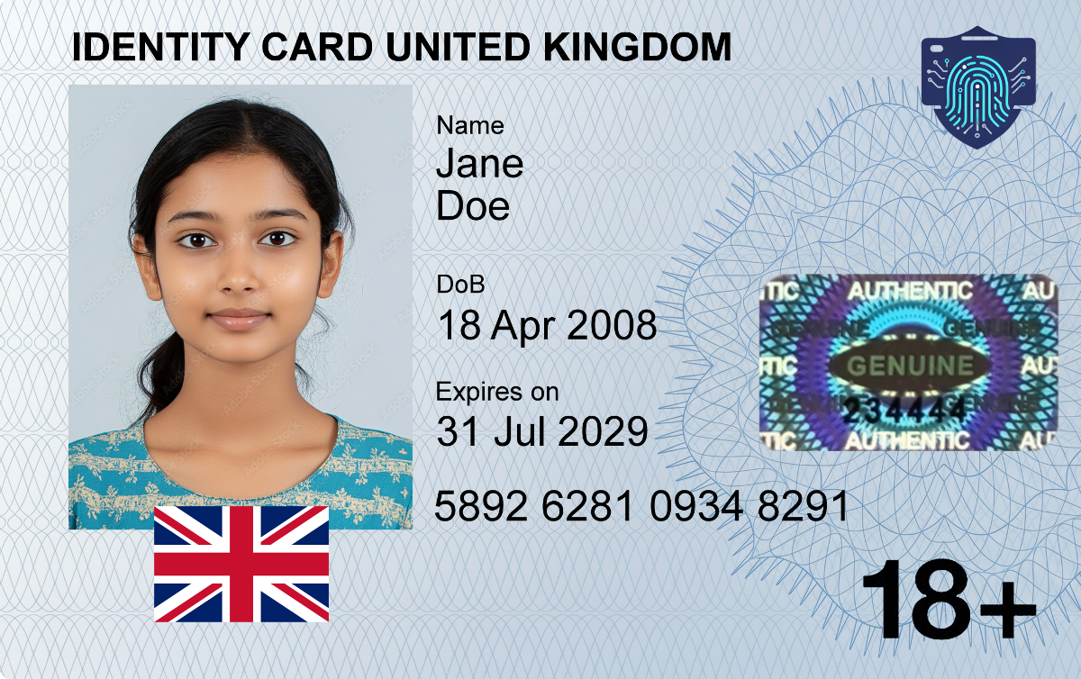 Personalised ID Cards - United Kingdom ID card / ResidentCard / UK Disability Card / EU ID Card / Student ID Card