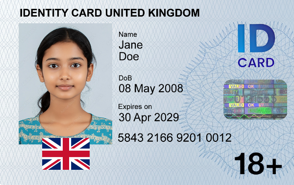Personalised ID Cards - United Kingdom ID card / ResidentCard / UK DIsability Card / Student ID Card