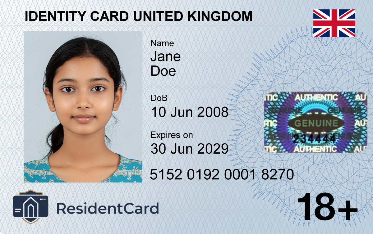 Personalised ID Cards - United Kingdom ID card / ResidentCard / UK Disability Card / EU ID Card / Student ID Card