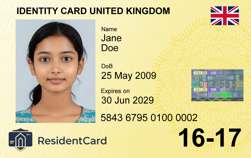 Personalised ID Cards - United Kingdom ID card / ResidentCard / UK DIsability Card / Student ID Card