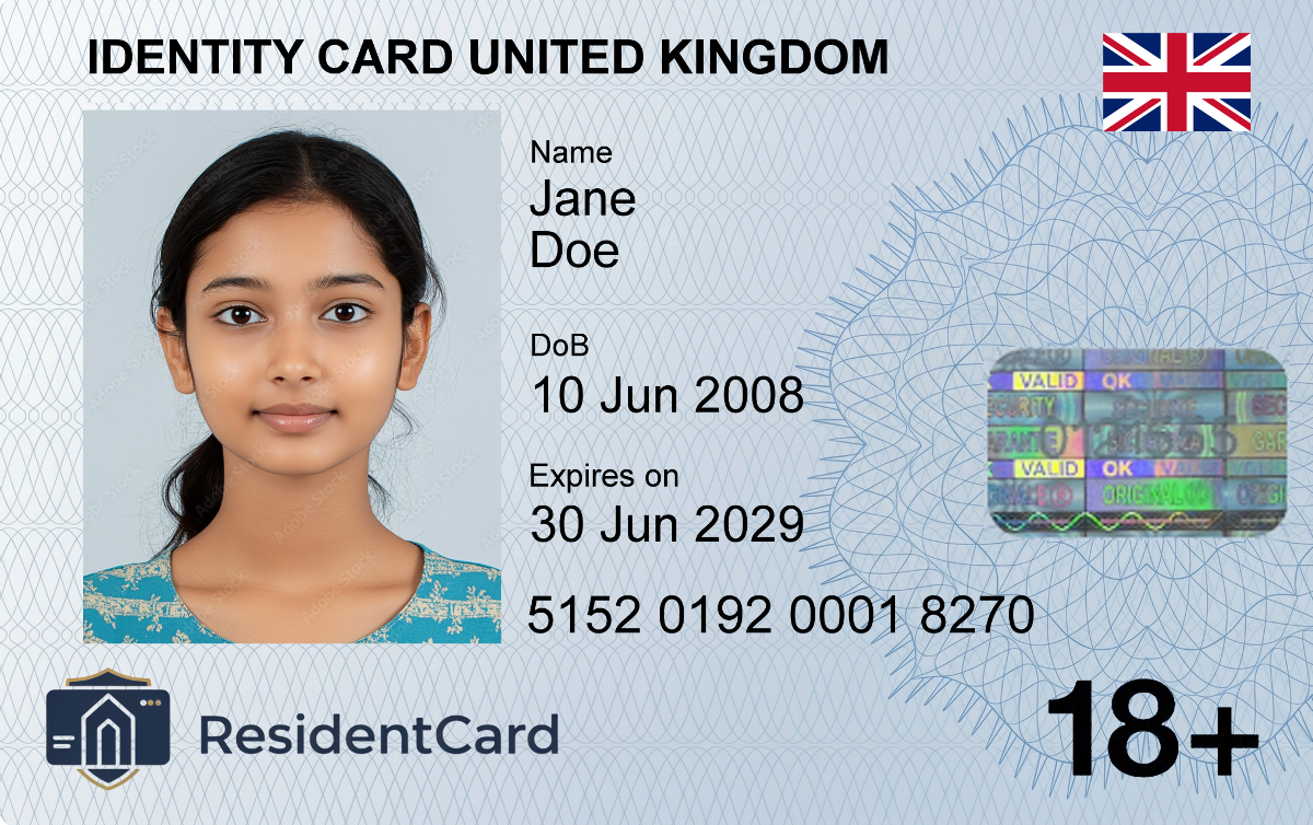 Personalised ID Cards - United Kingdom ID card / ResidentCard / UK DIsability Card / Student ID Card