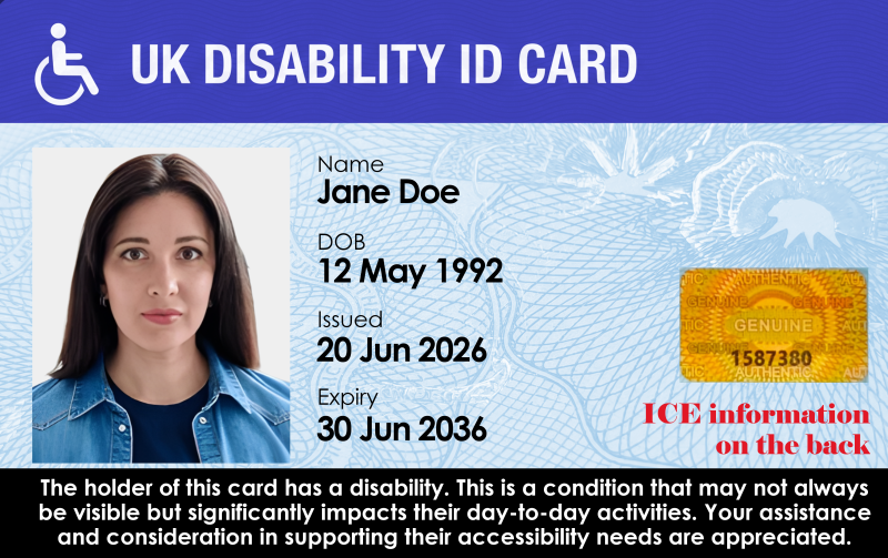 Personalised ID Cards - United Kingdom ID card / ResidentCard / UK DIsability Card / Student ID Card