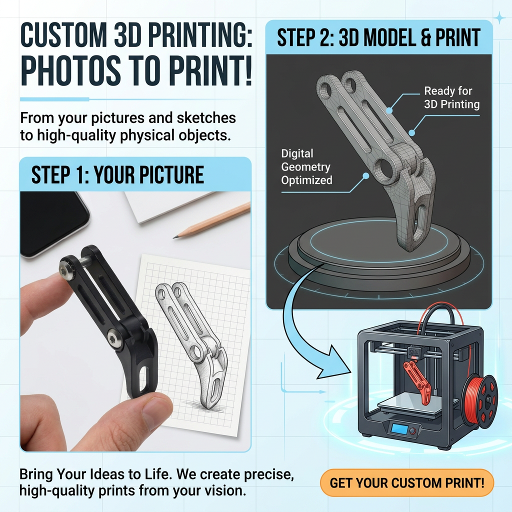 Custom 3D Printing with Making 3D Designs from Pictures - Multi-Colour Print - PLA/PETG/TPU/ABS