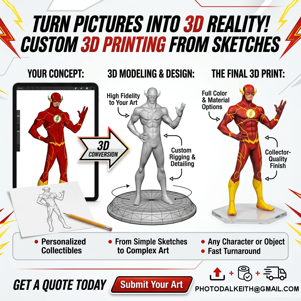 Custom 3D Printing with Making 3D Designs from Pictures - Multi-Colour Print - PLA/PETG/TPU/ABS