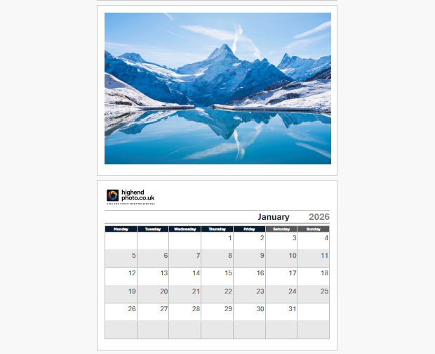 Personalised Photo Calendar A3 with High Resolution 14 photos 12x8"